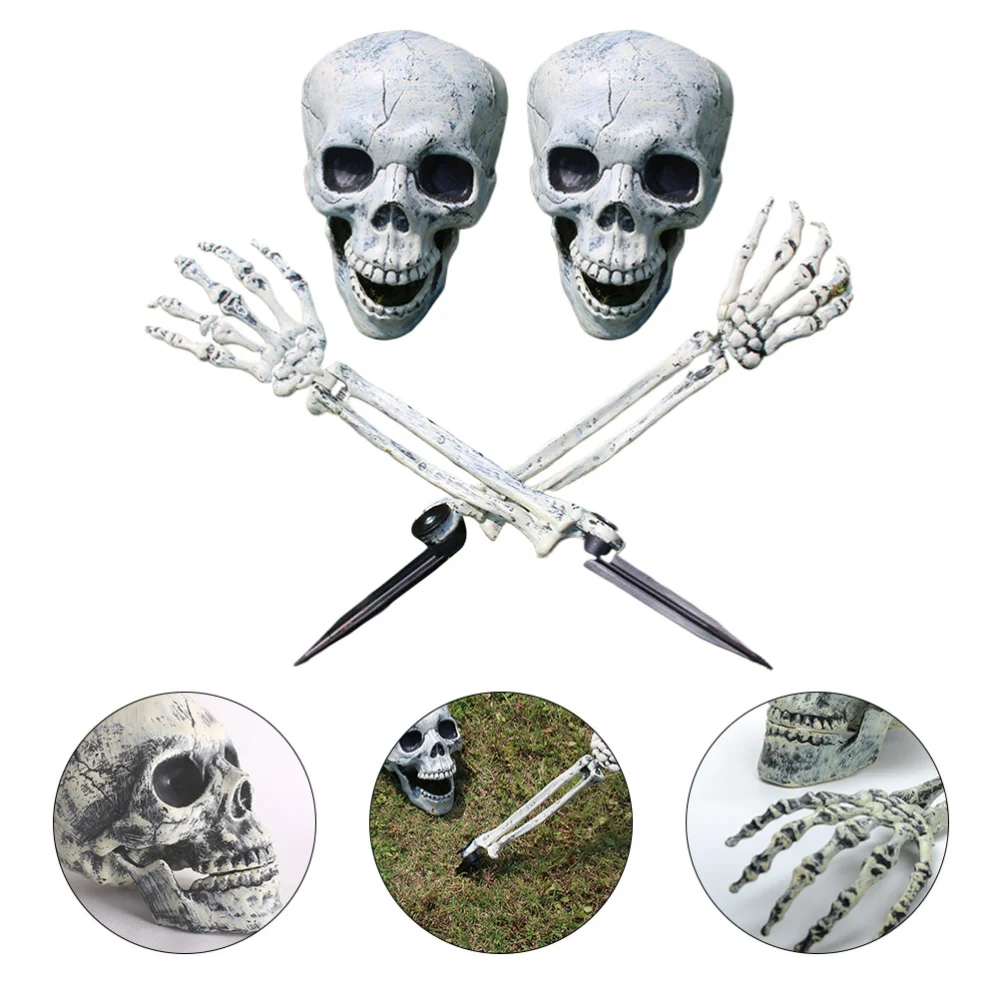 4 Pcs Realistic Looking Skeleton Stakes for Lawn Stakes Garden