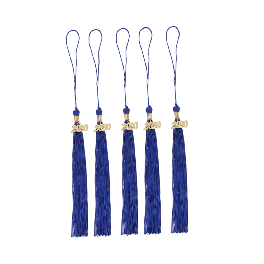 5pcs 2020 Academic Graduation Hat Tassel Graduation Season Doctor Tassel Honor Decorative Tassel Doctor Pendant(Blue)