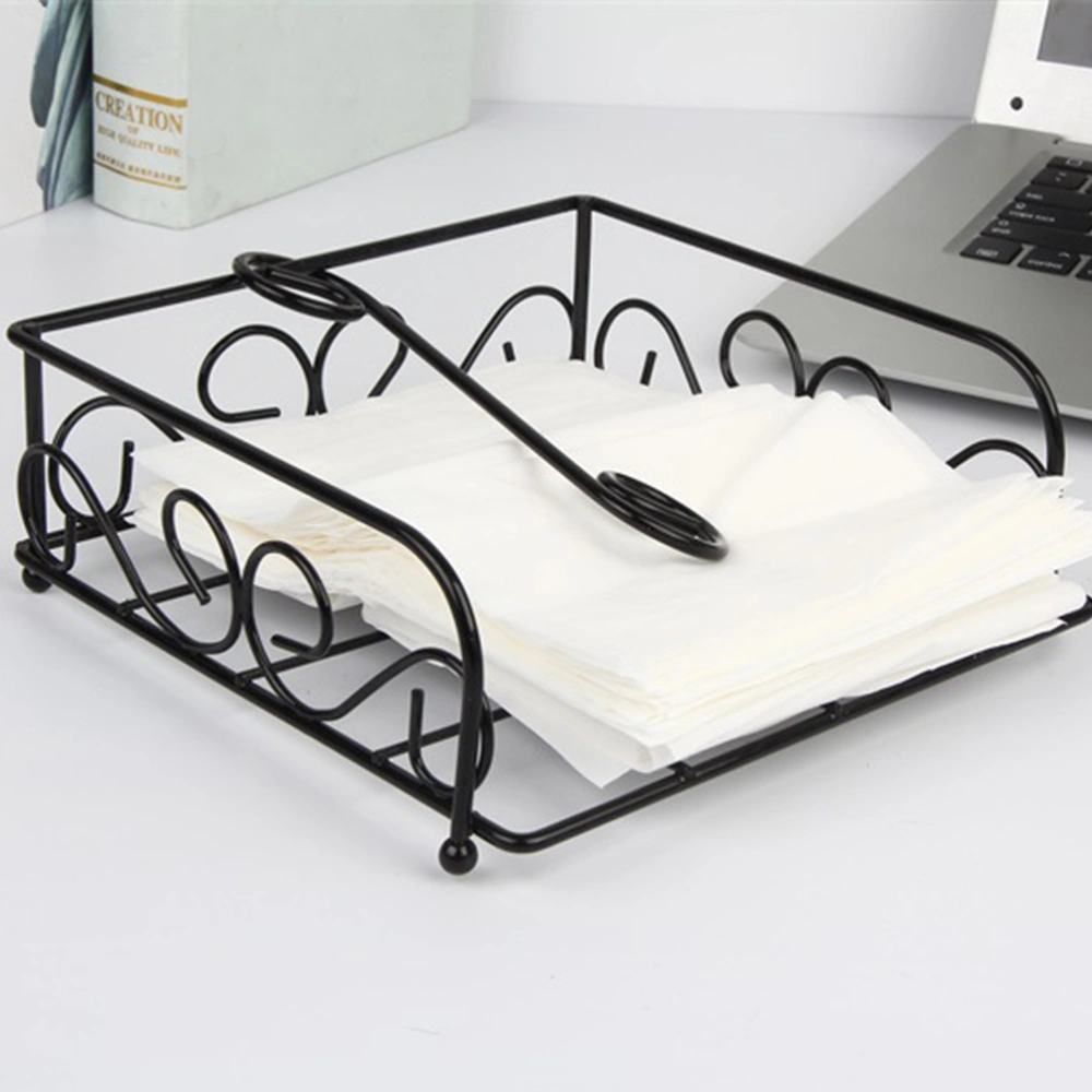 Iron Wire Tissue Storage Rack Desktop Napkin Organizer Serviette Holder for Hotel Home Restaurant