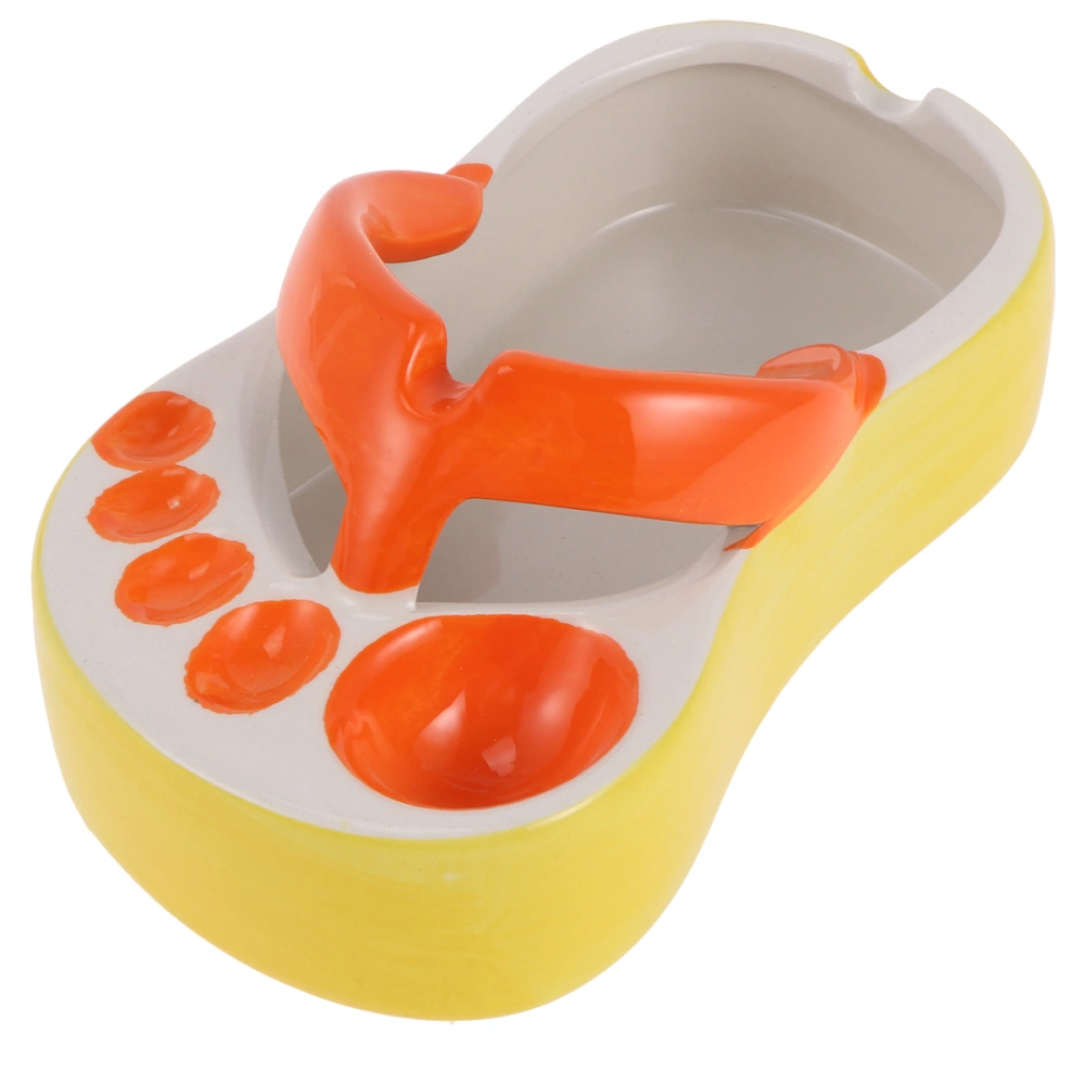 1pc Ceramic Ashtray Cigarette Ash Holder Stylish Slipper Shape Ashtray Desktop Adornment (Orange)