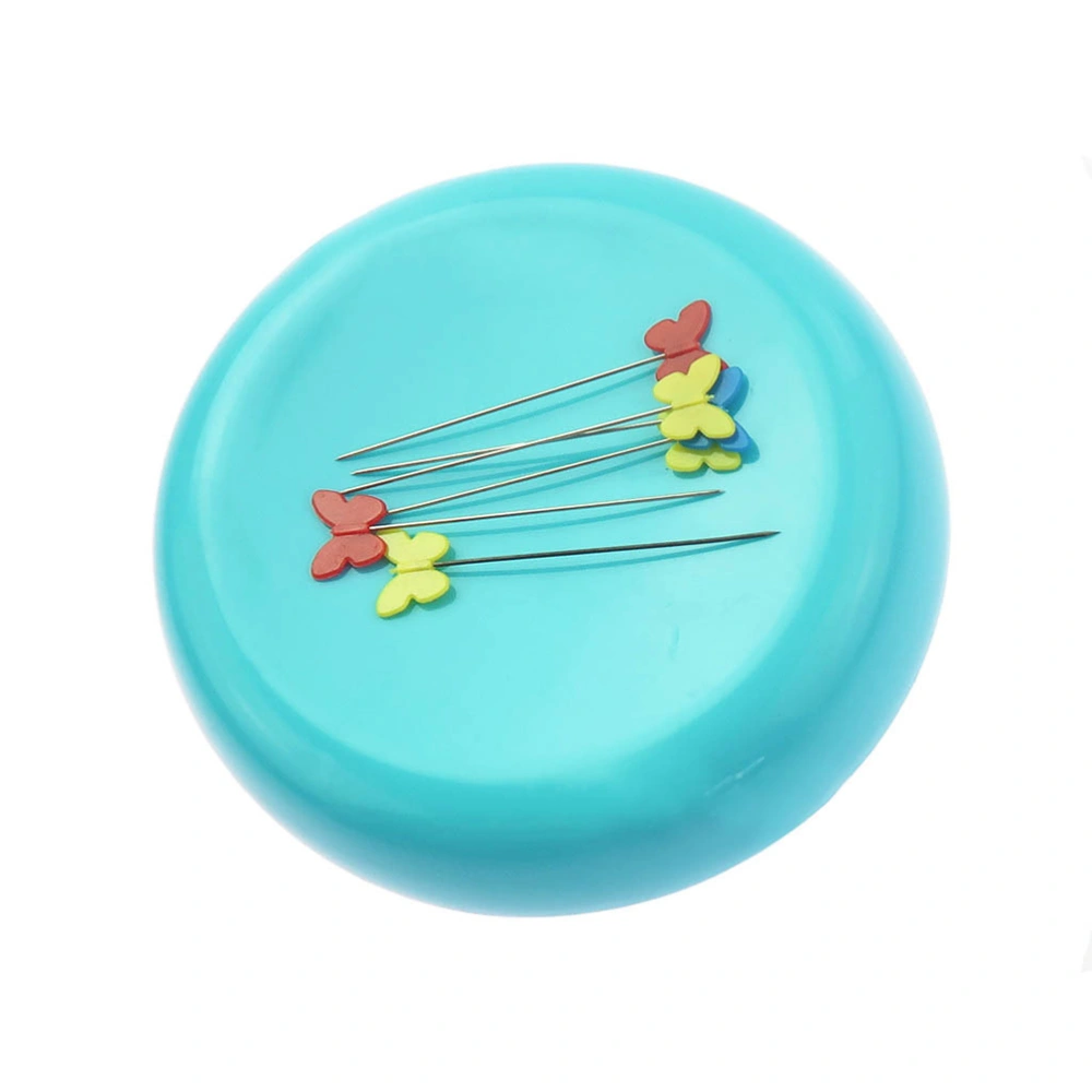 Magnet Suction Needle Box Sewing Needle Storage Box Round Suction Needle Box (Sky-blue)