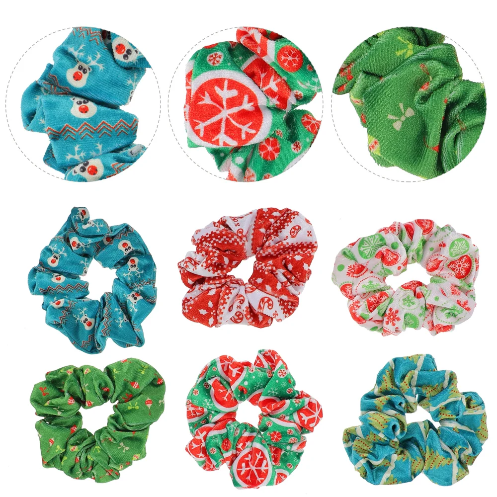 6pcs Christmas Hair Rings Elastic Hair Rope Ponytail Holders Hair Accessories