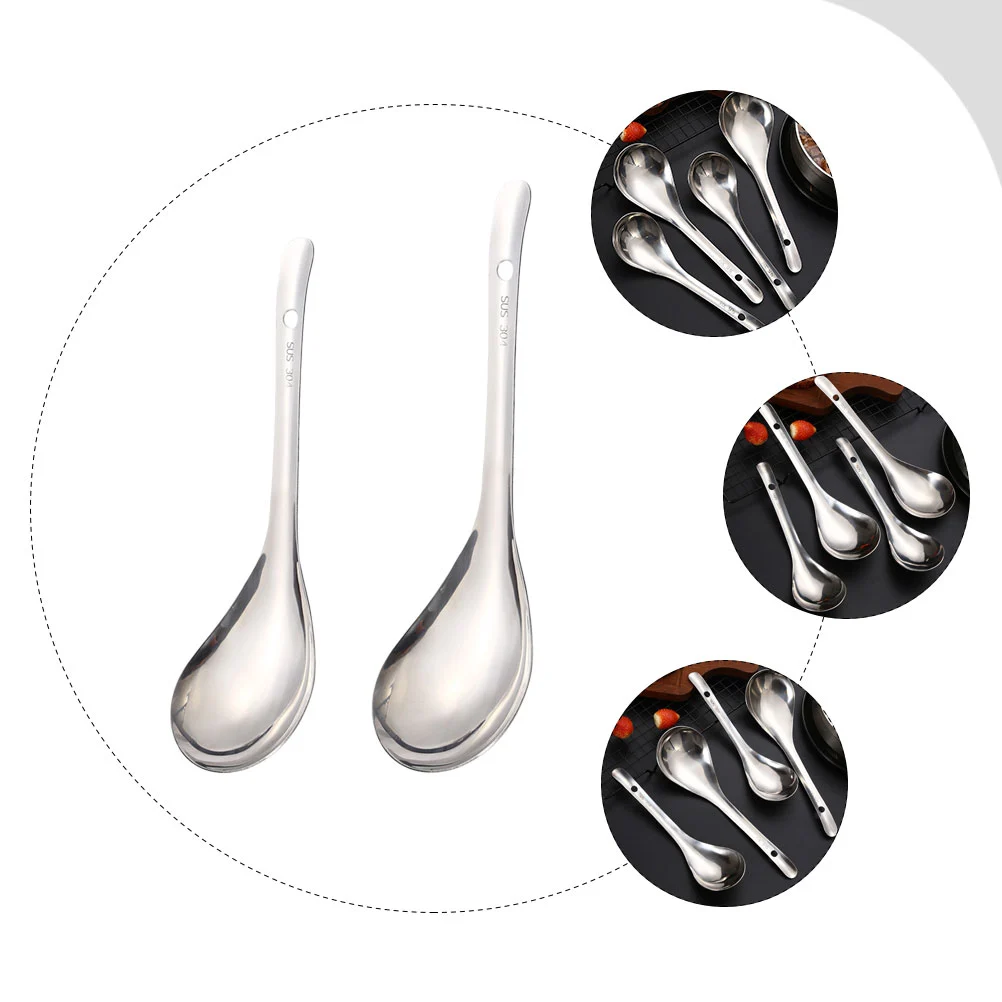 2Pcs Rice Spoons Home Kitchen Spoons Stainless Steel Rice Scoops Cooking Spoons
