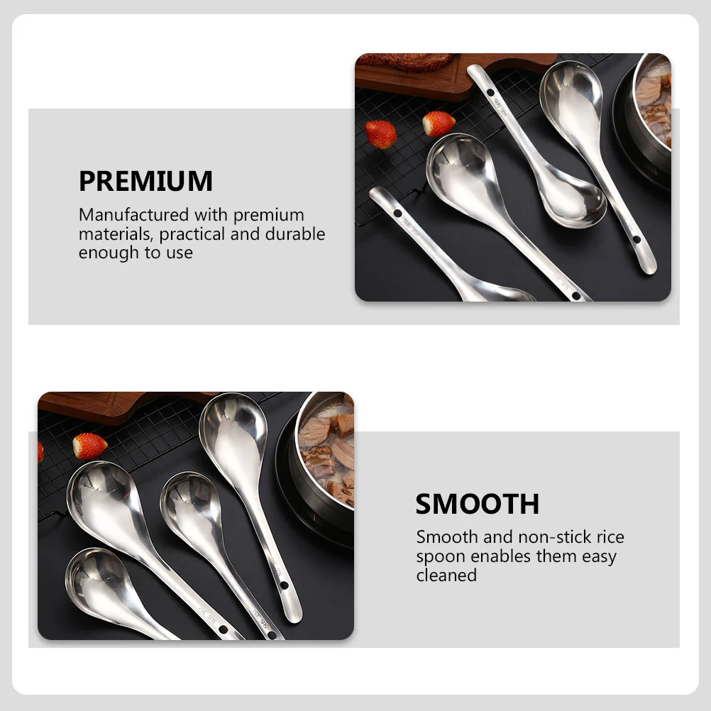 2Pcs Rice Spoons Home Kitchen Spoons Stainless Steel Rice Scoops Cooking Spoons