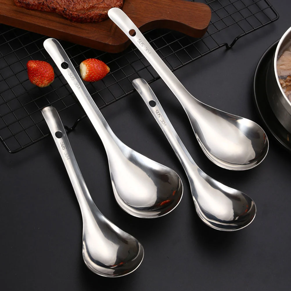 2Pcs Rice Spoons Home Kitchen Spoons Stainless Steel Rice Scoops Cooking Spoons