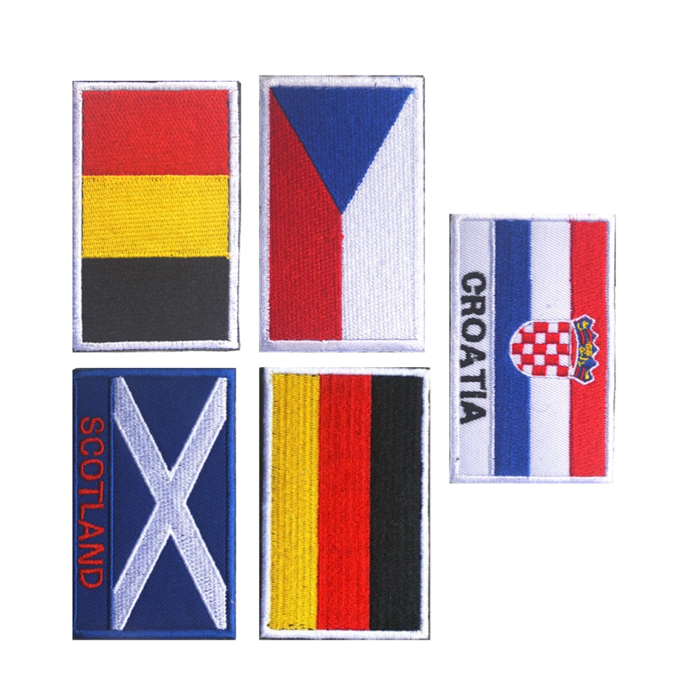 5pcs Natinal Flags Patch Embroidery Cloth Paste Sports Decorative Hook and Loop Armband Badge Accessories (German+Czech Republic+Croatia+Scotland+Belgium)