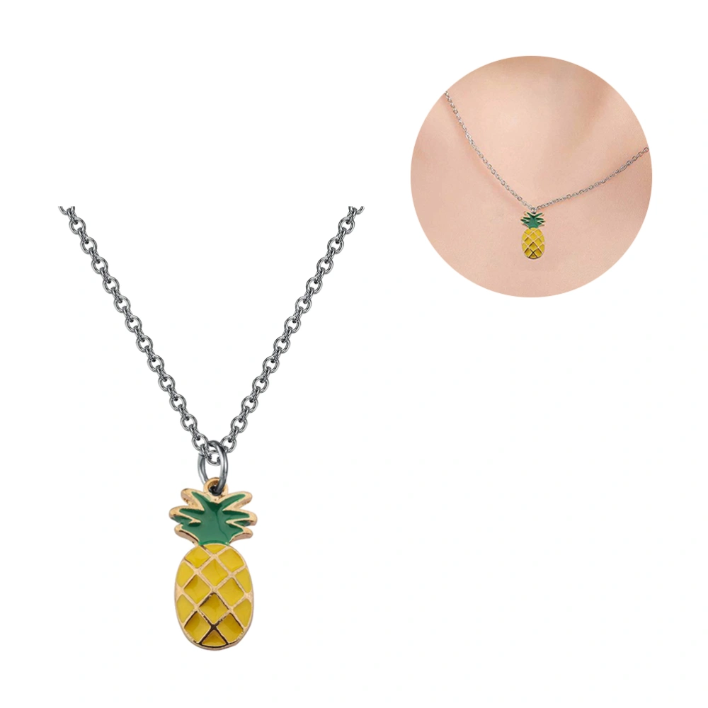 2PCS Creative Tropical Fruit Necklaces Pineapple Pendant Necklaces Fashion Clavicle Chain for Women Girls Valentines Day