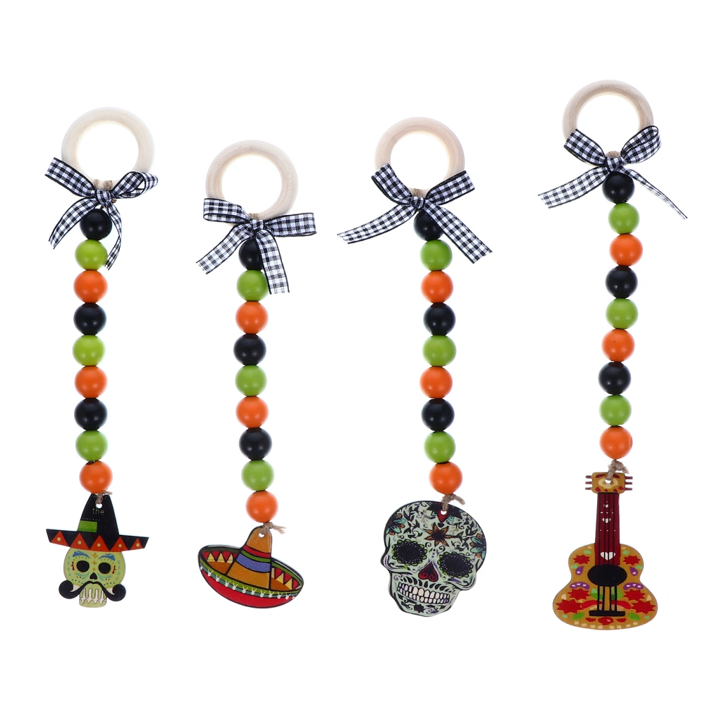 4 pcs Hanging Wood Beads Festival Party Decoration Pendants (Mixed Style)