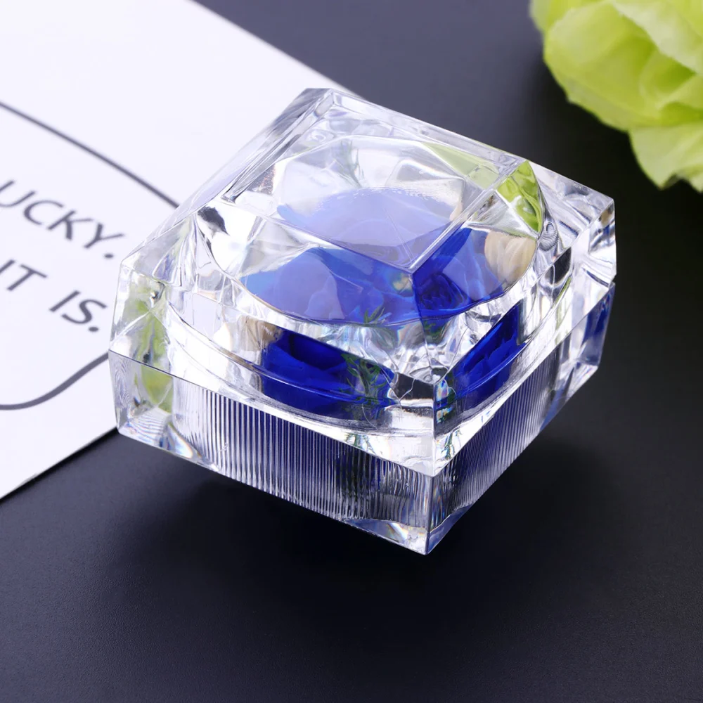 Preserved Flower Ring Box Rose Decorative Ring Box Finger Ring Storage Box Pretty Finger Ring Gift Box (Blue)