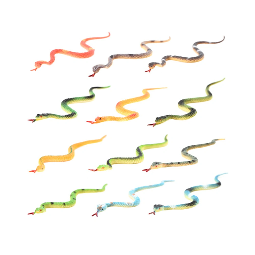 24pcs Simulation Snake Figurine Model Toy Kids Educational Learning Nature Animal Toy Prank Prop