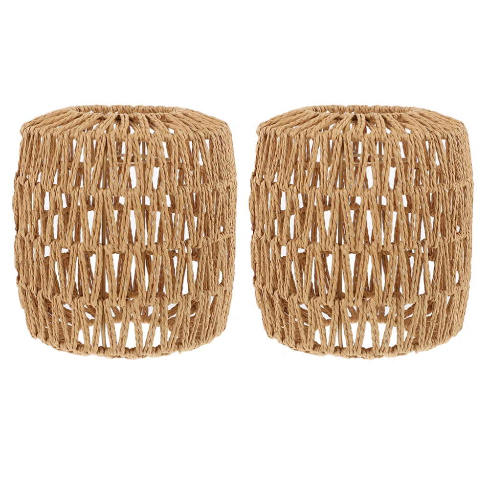 2pcs Imitation Rattan Woven Lampshade Hanging Lamp Cover Pendant Light Cover