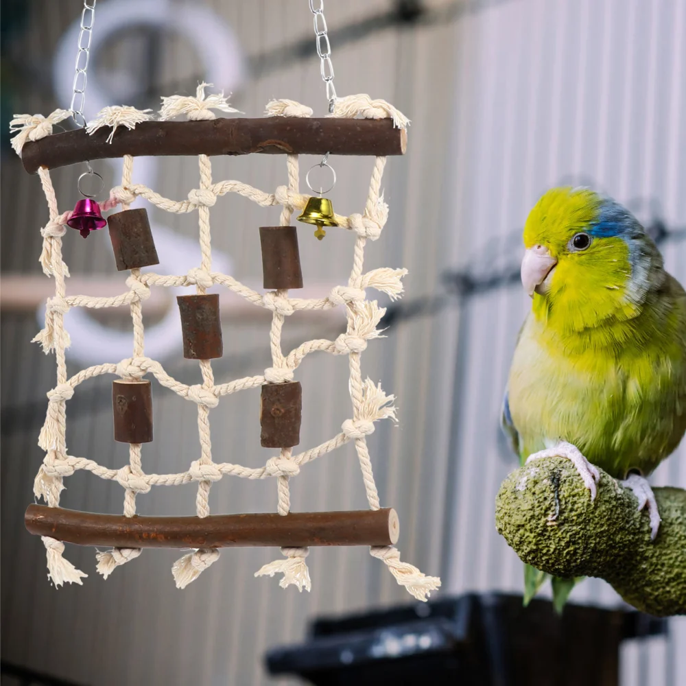 1 Set Parrot Climbing Net Small to Medium Birds Toy Natural Parrot Net Hammock