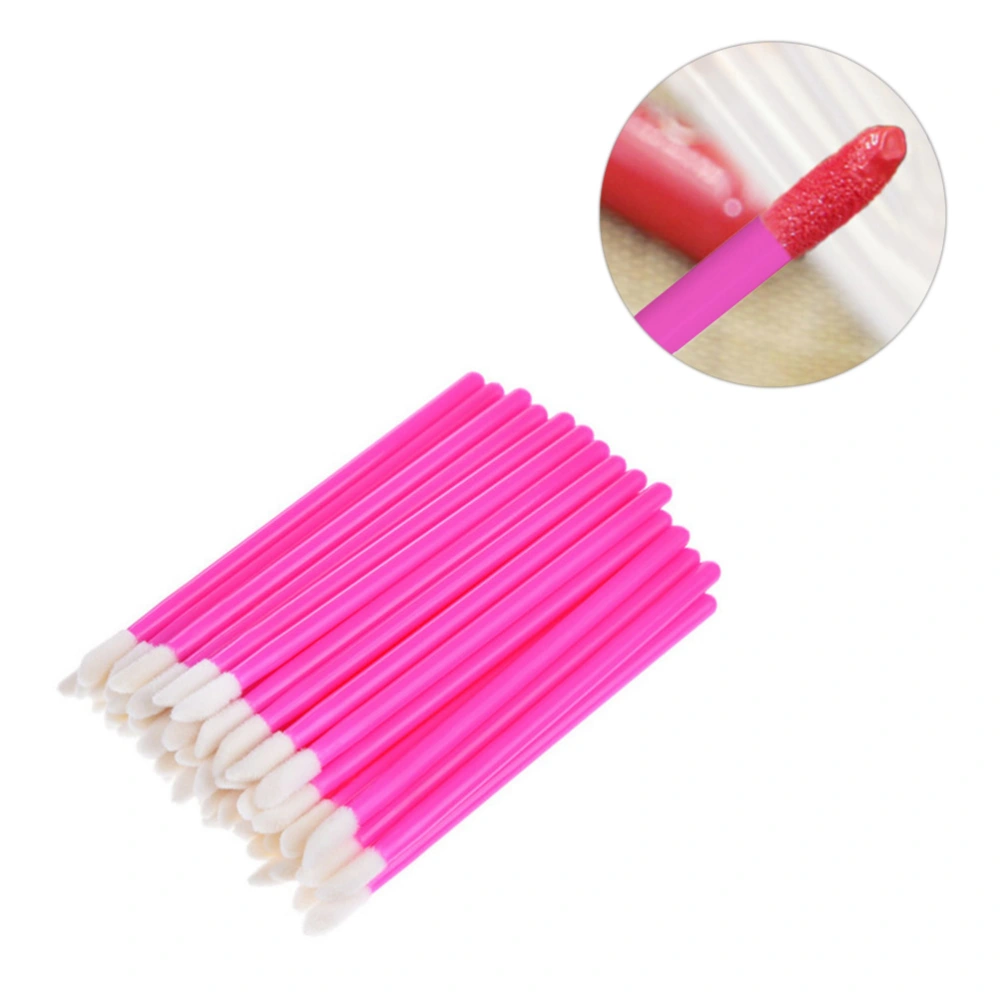 100pcs Disposable Lip Brush Stick Colorful Rod Lip Brush Mini Creative Lip Brush Stick (Pink)