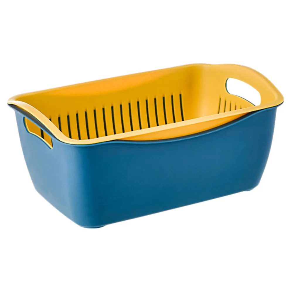 1Pc Household Drain Basket Kitchen Washing Fruit Basket Double-layer Basket