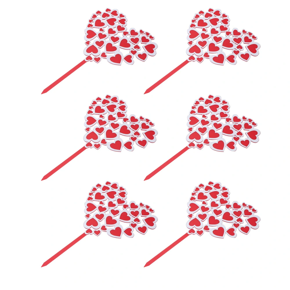 6Pcs Love Heart Shaped Cake Toppers Creative Double-layer Heart Acrylic Cake Picks Delicate Cake Decoration Romantic Valentine's Day Supplies