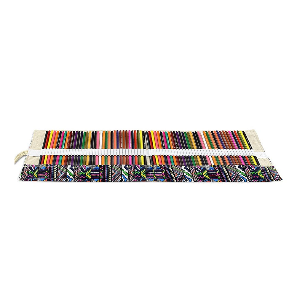 Colored Canvas Roll Up Pencils Wrap 72 Pencils Holder for Gen Pens Colored Pencils Set (72 Slots Pencil Wrap)