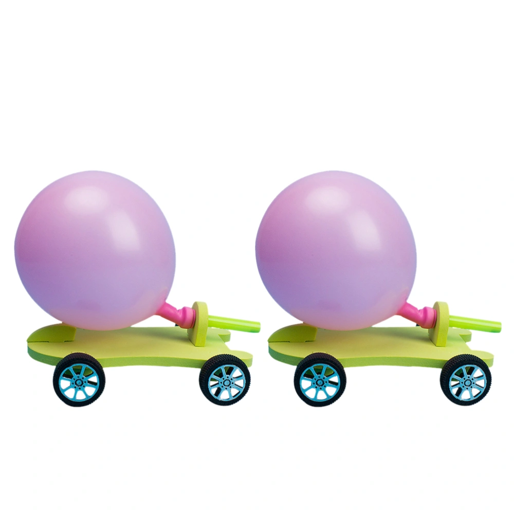 2Set of DIY Materials Scientific DIY Balloon Car Children's Educational DIY Assembly Model Car Toys Set for Kids(Random Color)