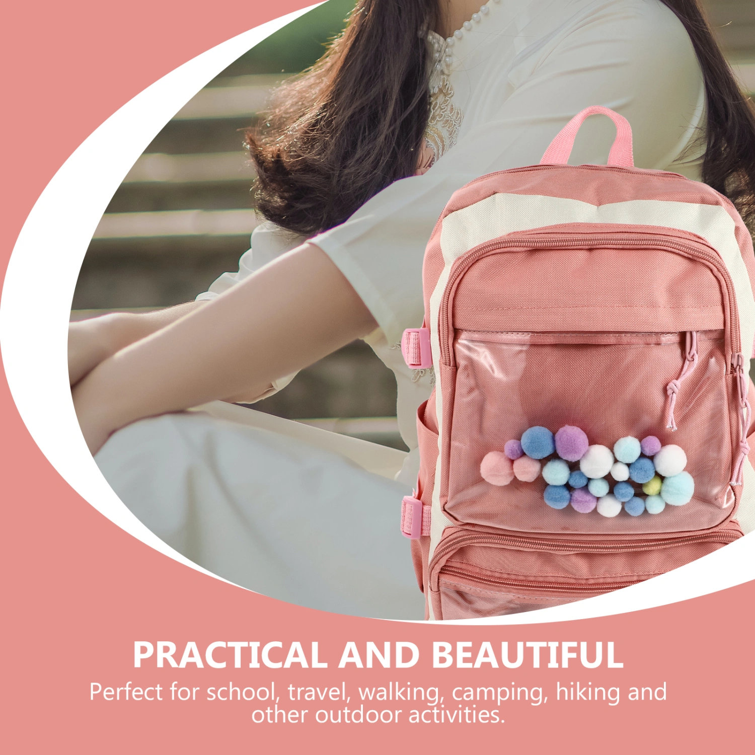 1 Set of Large Capacity Student Backpack Girls Schoolbag Daily Simple Handbag