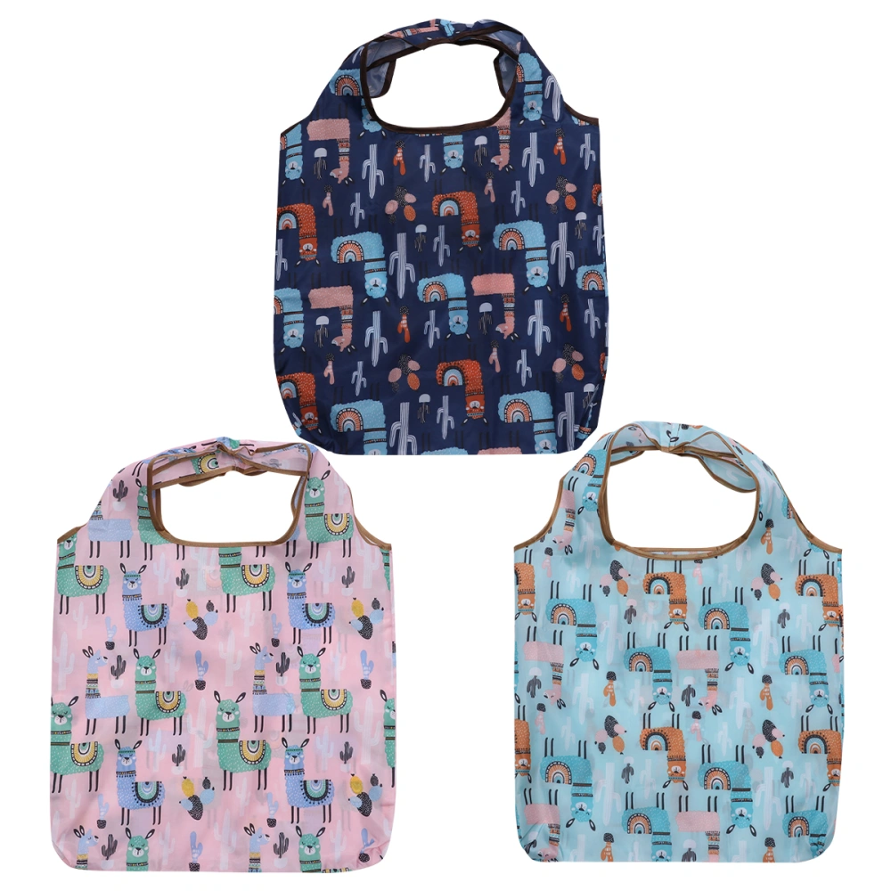 3pcs Waterproof One-shoulder Folding Shopping Bag Foldable Printed Shopping Bag