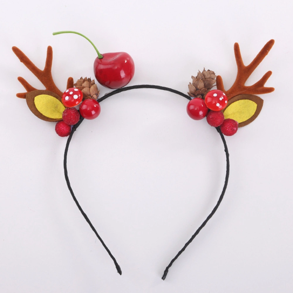 Christmas Antlers Apple Headband Festive Elk Pine Cone Hair Band Cartoon Reindeer Hair for Cosplay Party