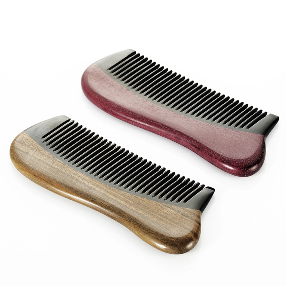 1pc Wooden Horn Comb Scalp Massage Comb Delicate Hair Comb Hair Straightening Combs Festival Gift for Female (Color 1)