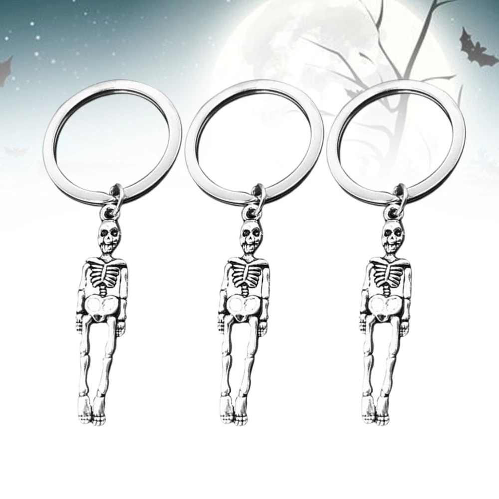 3PCS Halloween Keychain Human Skeleton Shape Creative Key Ring Keychain Alloy Pendant Bag Pandent Decoration Accessory Creative Gift