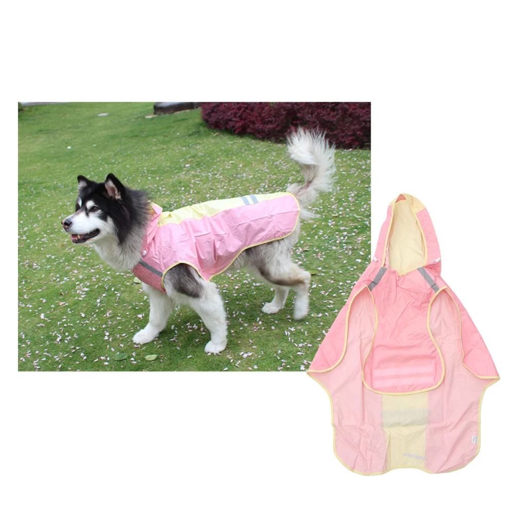 1pc Medium and Large Size Dogs Cloak Pet's Raincoat with Reflective Strips