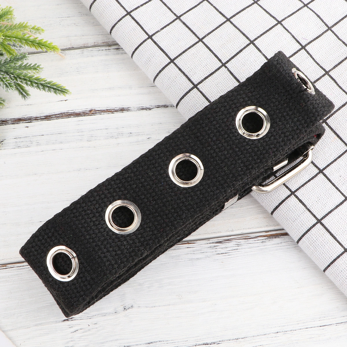 1Pc Hollow Waist Belt Nylon Canvas Wide Waistband Fashion Women Belt for Pants Jeans Decor (Black)