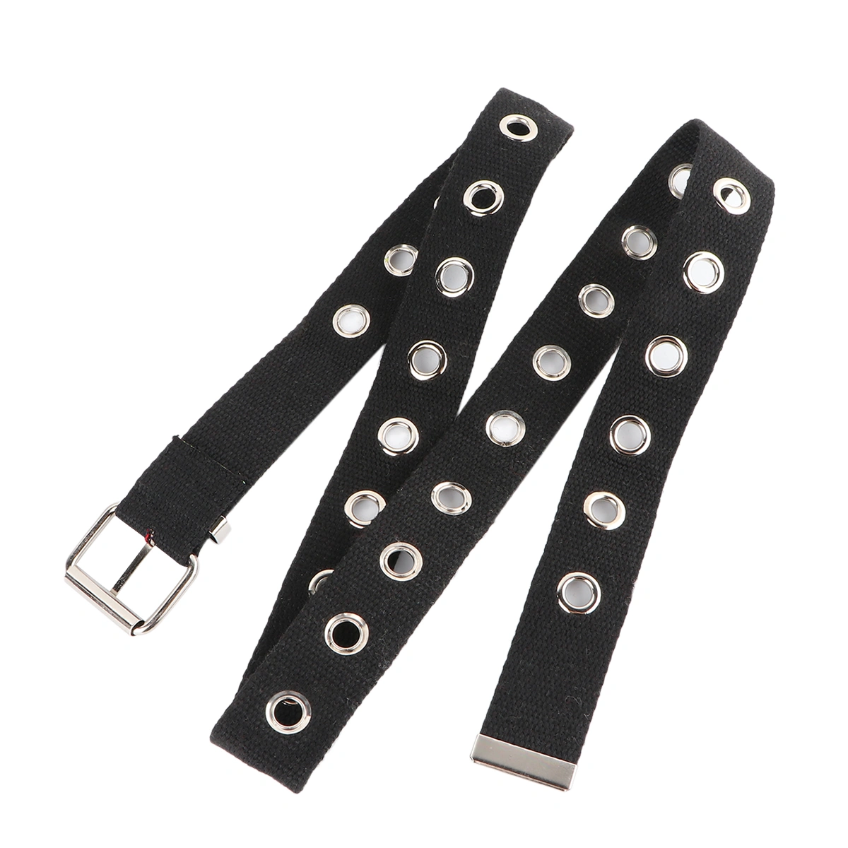 1Pc Hollow Waist Belt Nylon Canvas Wide Waistband Fashion Women Belt for Pants Jeans Decor (Black)