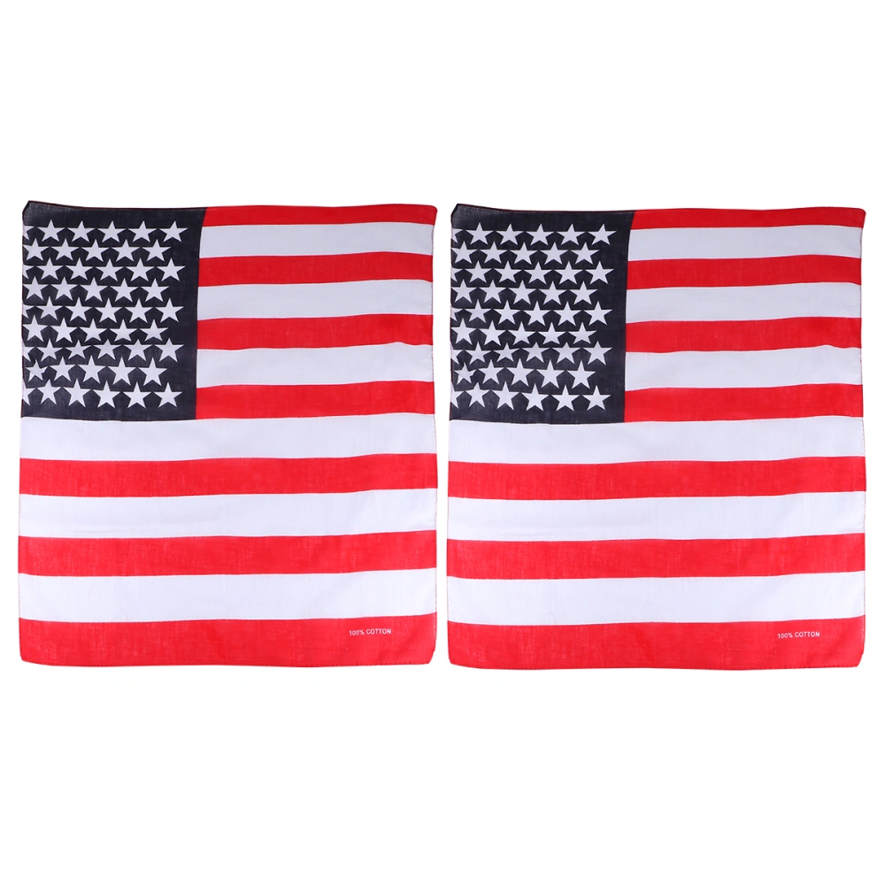 2pcs American Flag Bandannas Square Towel USA Flag Headbands Patriotic Accessories for Exercise Running Yoga Working Out Supplies