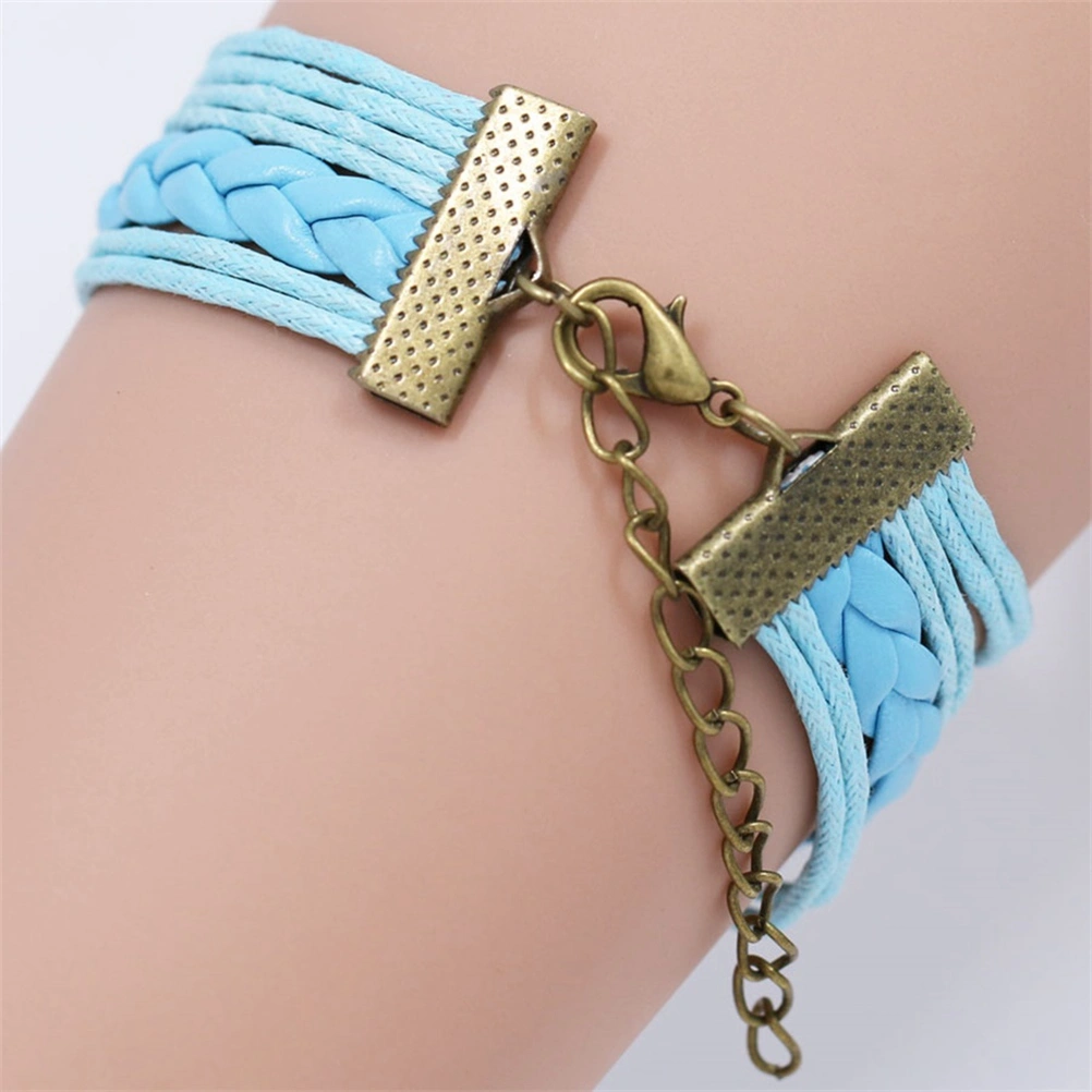 2pcs Adjustable Best Friend Friendship PU Bracelet Wirstband (Pink+Blue)