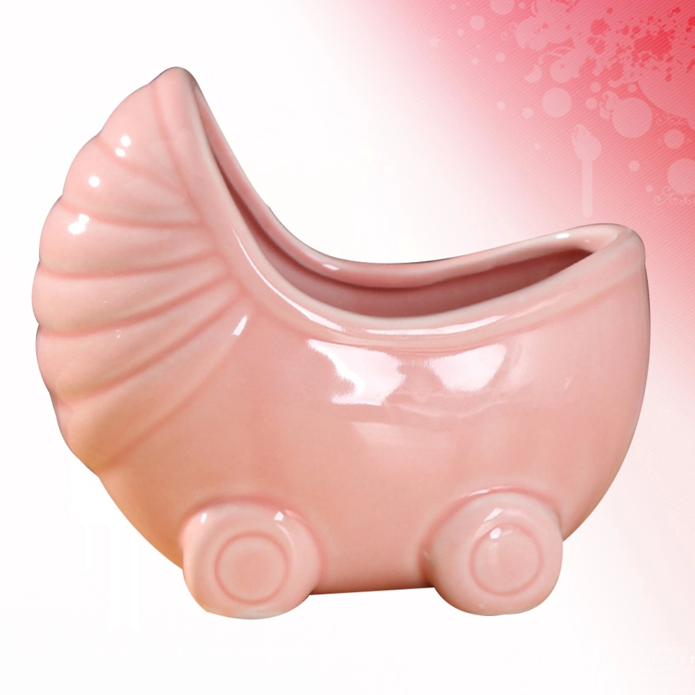 1PC Ceramic Flowerpot Personalized Succulent Holder Mini Bonsai Planter Gardening Container for Home (Pink Size L)