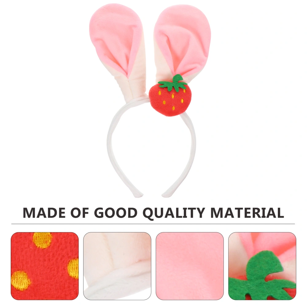 1PC Strawberry Rabbit Ear Headband Washing Face Makeup Hair Clasp Decor