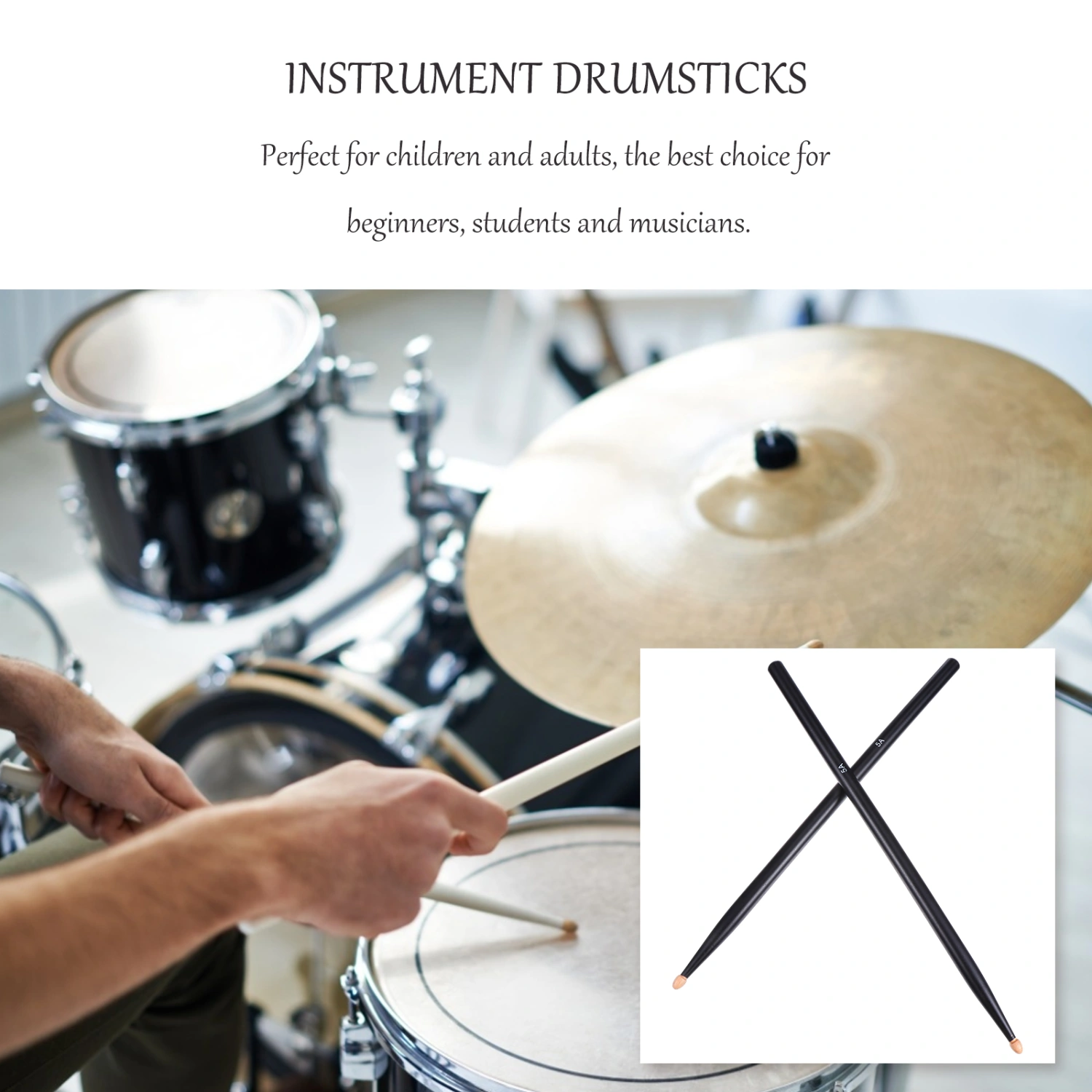 1 pair of Wood Drum Sticks Light Drumsticks Percussion Instrument Accessory