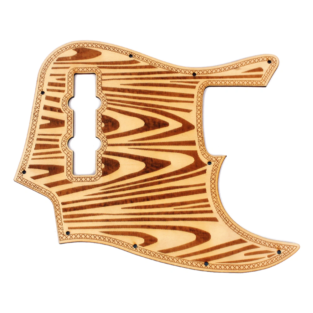 JB Electric Guitar Pickguard Wooden Guard Handmade Wave Pattern Caster Scratch Plate for Music Instrument (Light Brown)