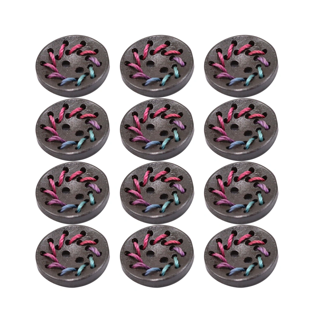 50pcs Colorful Wooden Buttons Handmade DIY Beautiful Buttons Clothes Adornment for Clothes Hat Shirt (36L=23.0 MM)