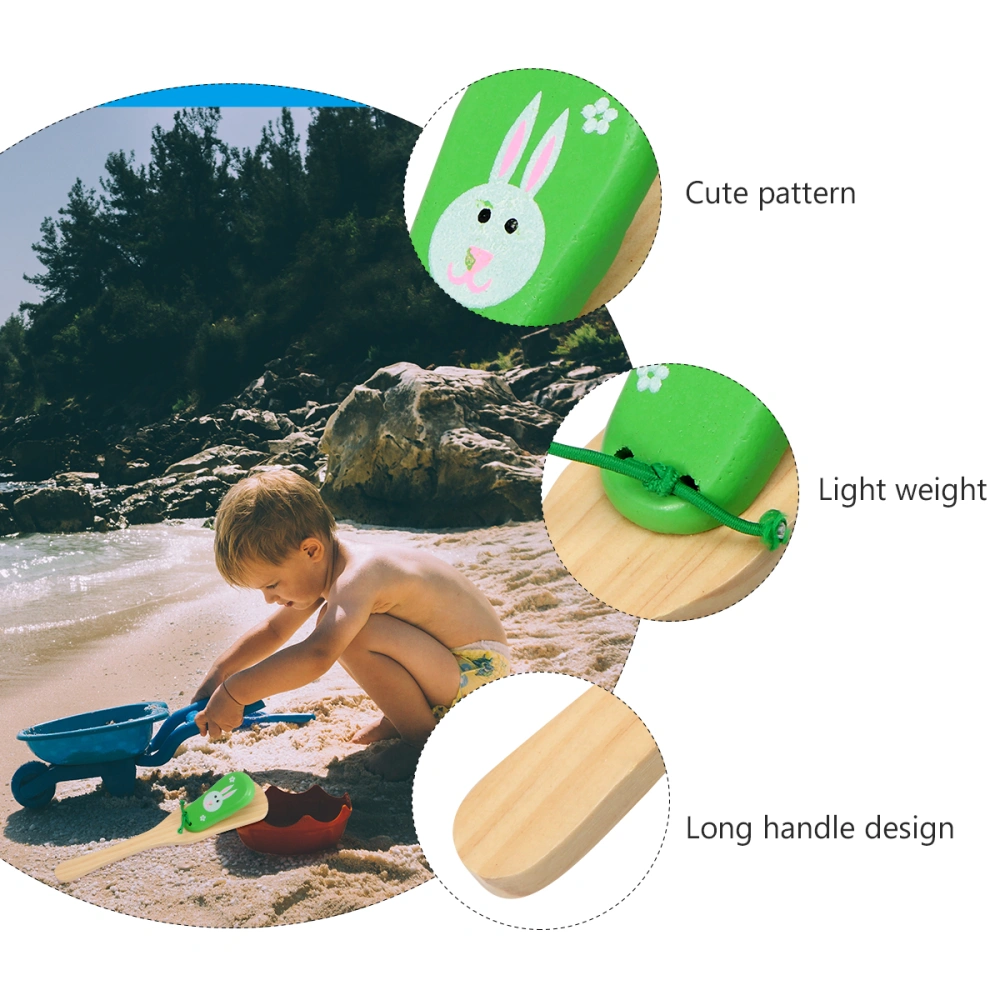 1pc Kids Castanet Instrument Wooden Long Handle Musical Instrument Wood Castanet Toy Baby Music Toy (Green)