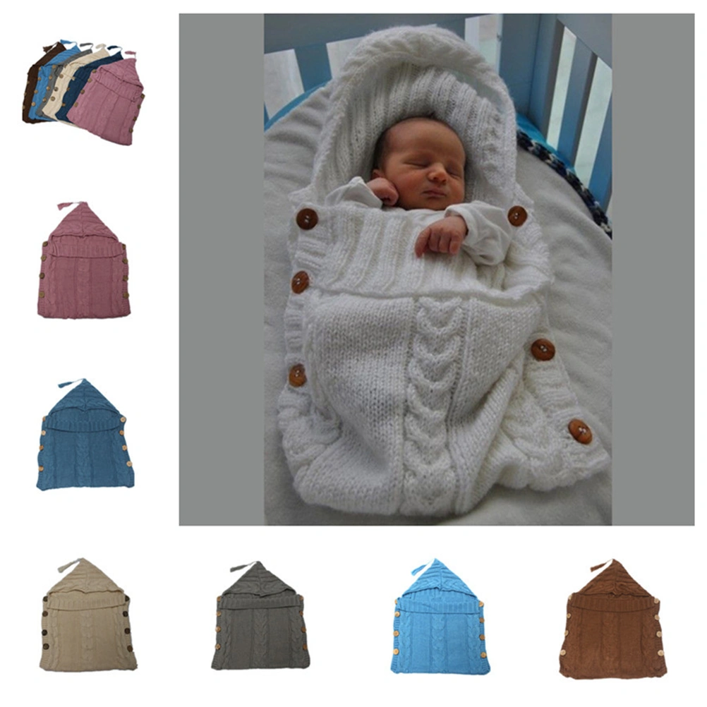 Newborn Baby Wrap Swaddle Blanket Baby Kids Toddler Knit Blanket Swaddle Sleeping Bag Sleep Sack Stroller Wrap for 0-12 Month Baby (Light Gray)