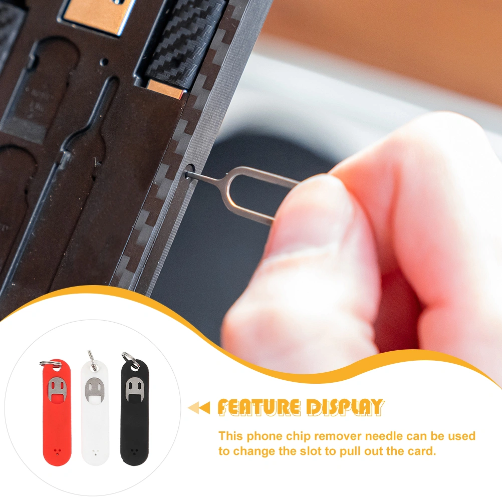 3pcs Useful SIM Card Phone Chip Remover Chip Removal Tool with Keychain