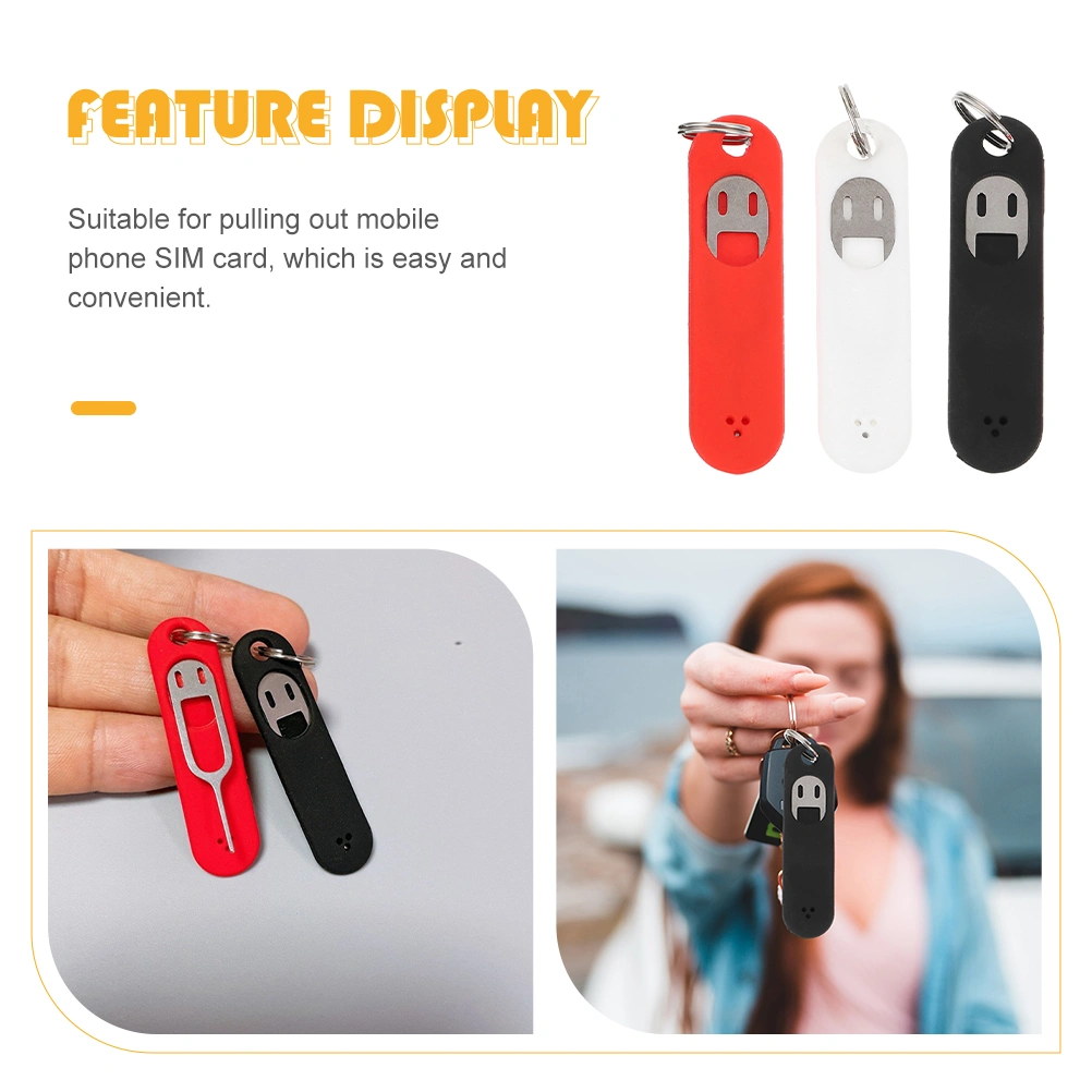 3pcs Useful SIM Card Phone Chip Remover Chip Removal Tool with Keychain