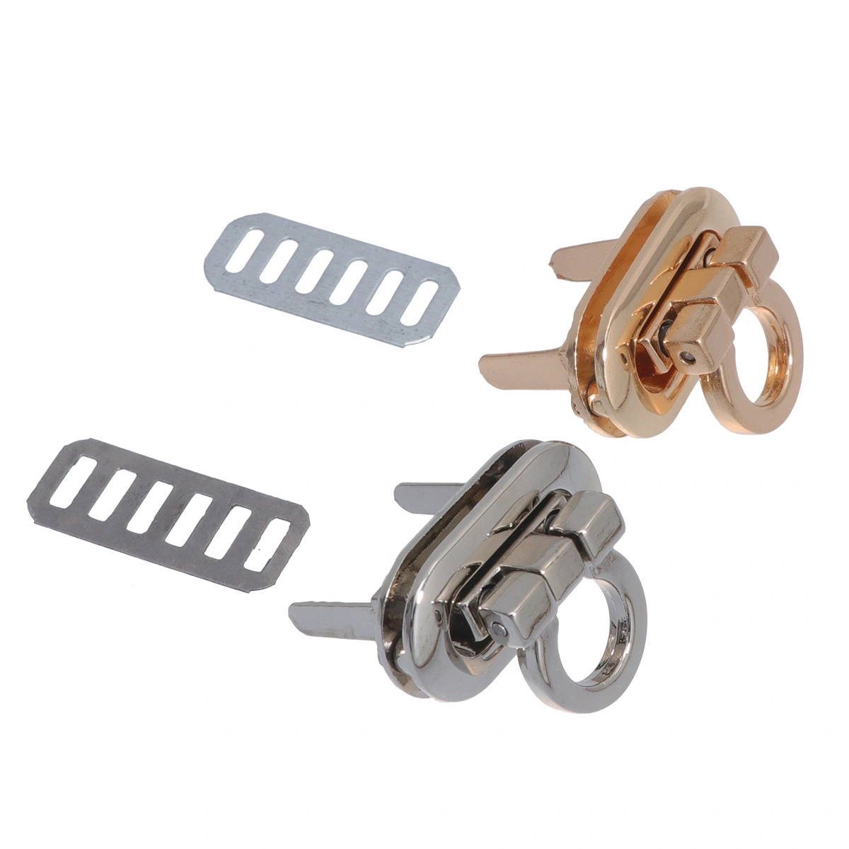 2pcs Practical Locks Metal Locks Purses Closure Lock Bags Accessory (Light Golden, Silver)