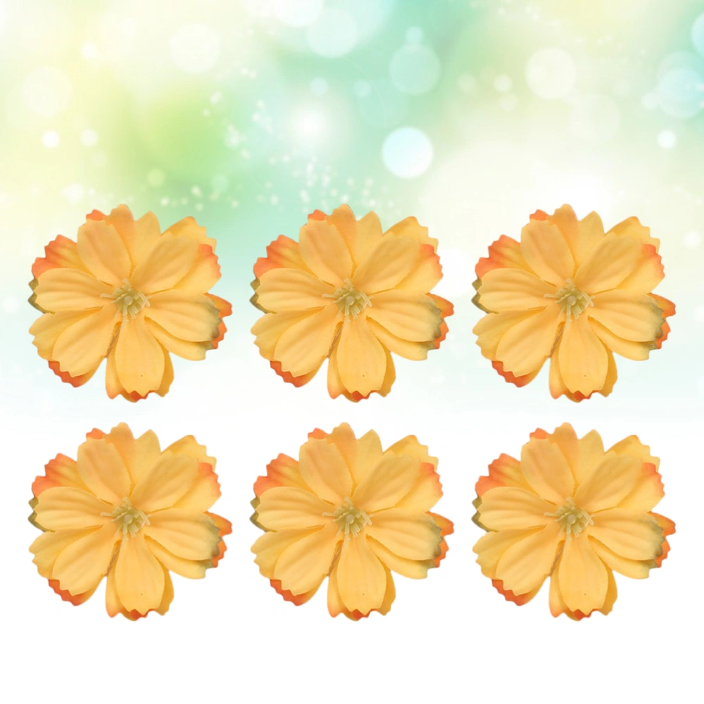 50pcs Simulation Plum Blossoms DIY Flower Adornments Handmade Crafts Ornaments Handicraft Decorative Supplies Orange Yellow