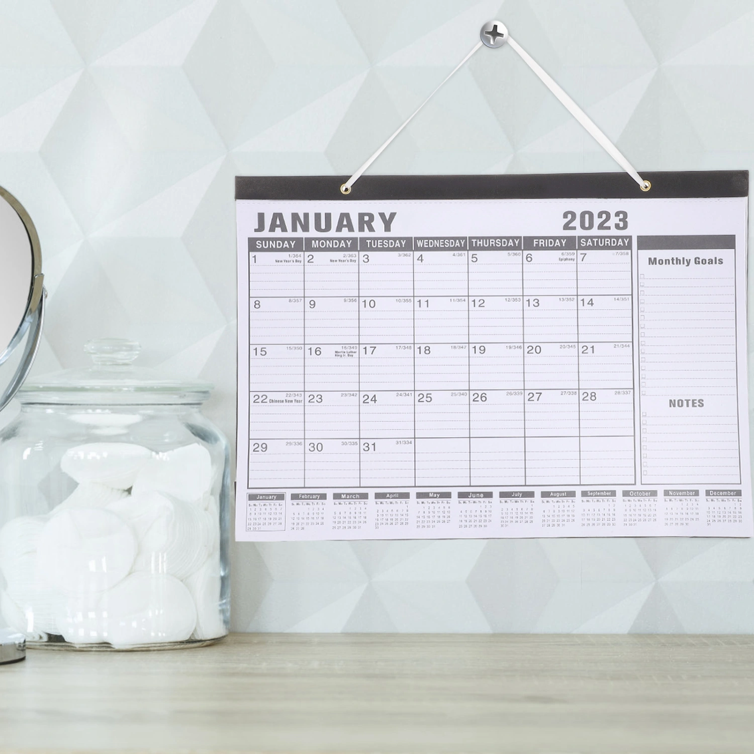 Household Monthly Calendar Multi-function Desk Calendar Convenient Hanging Calendar