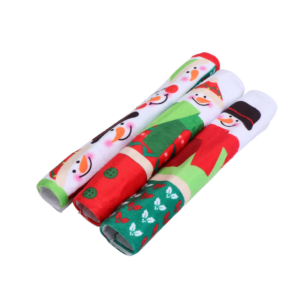 3Pcs Snowman Handle Covers Anti-static Refrigerator Door Handle Covers Protective Cover for Home Restaurant (White)