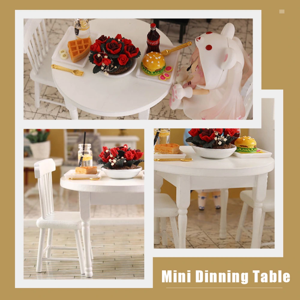 1 set of Mini Wood Furniture Table Miniature Dinning Table Chair Doll House Mini Table