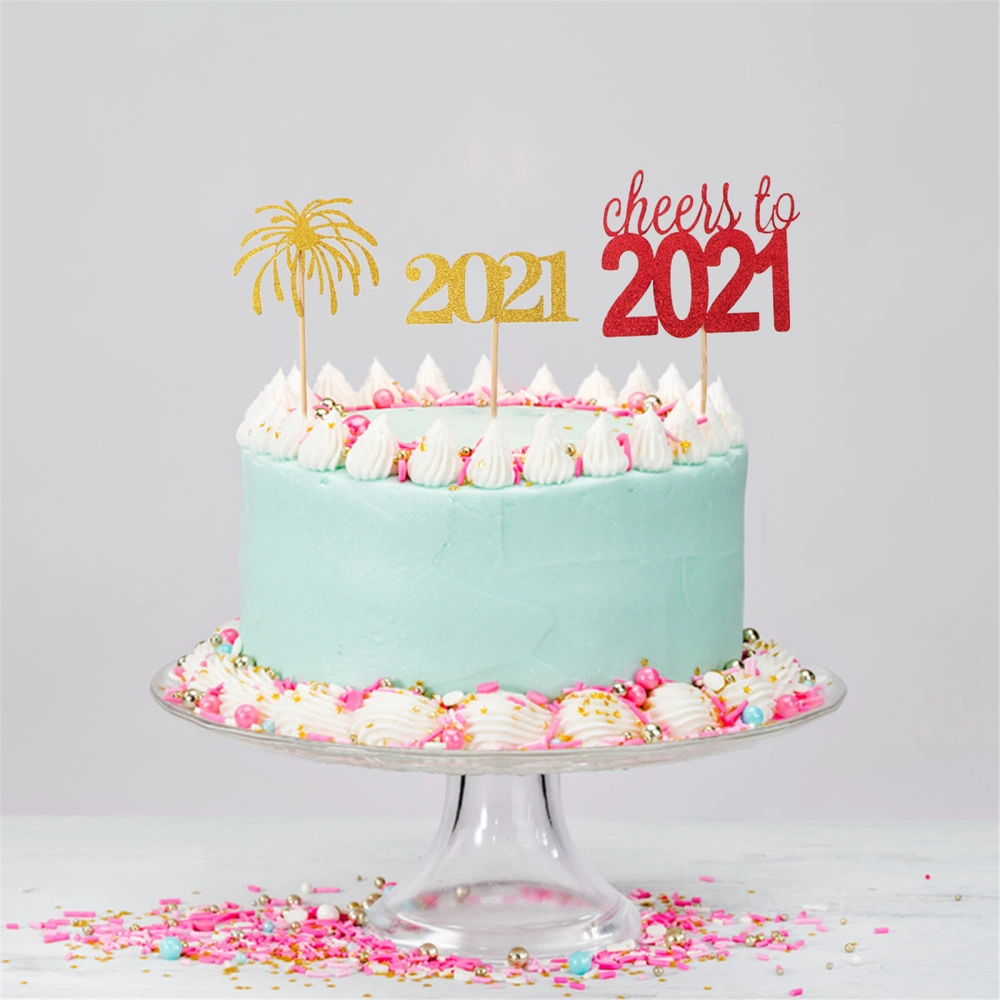 19pcs Happy New Year Cake Toppers Party Cake Insert Decoration Party Favors