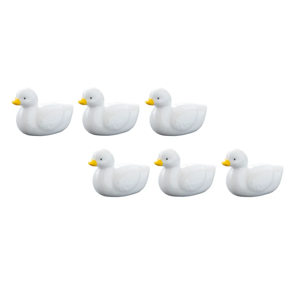 6Pcs Decorative Type Duck Chopstick Racks Ceramic Chopstick Rest Ornaments