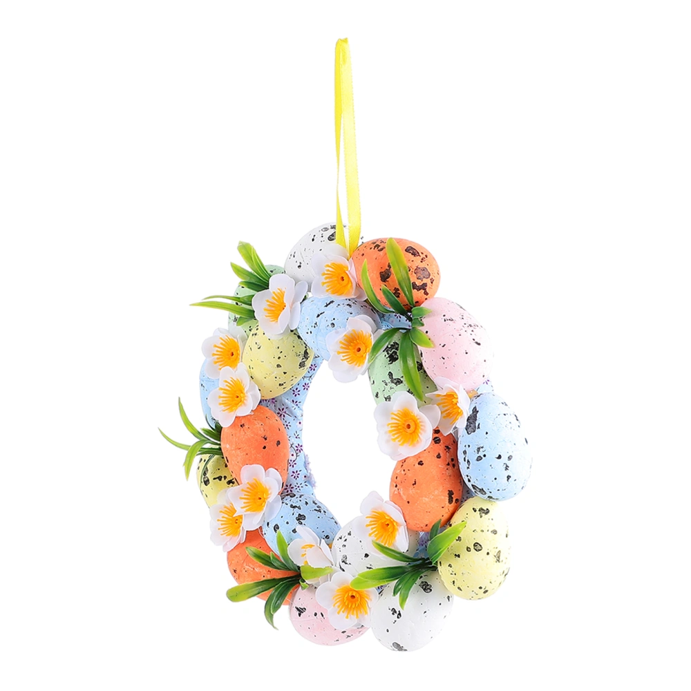 1pc Easter Theme Colorful Egg Flower Decor Wreath for Home (Assorted Color)