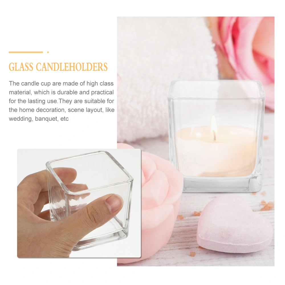 2pcs Square Cup Candle Cup Aromatherapy Candle Glass Cup Square Container