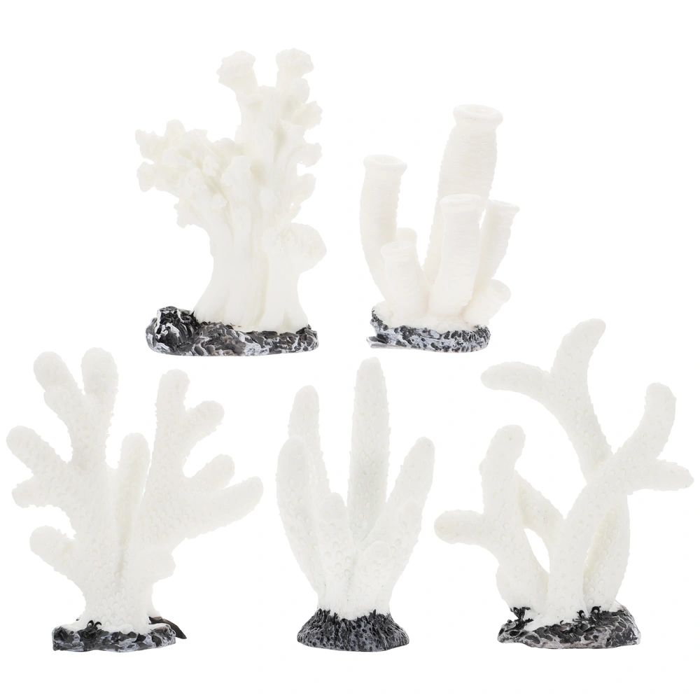 5Pcs Simulated Coral Fish Tank Decor Aquarium Landscape Ornament Black White